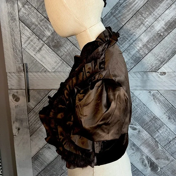 LUCY PARIS Lucy & Co. Chocolate Brown and Fur Shrug SIZE L - Picture 5 of 10